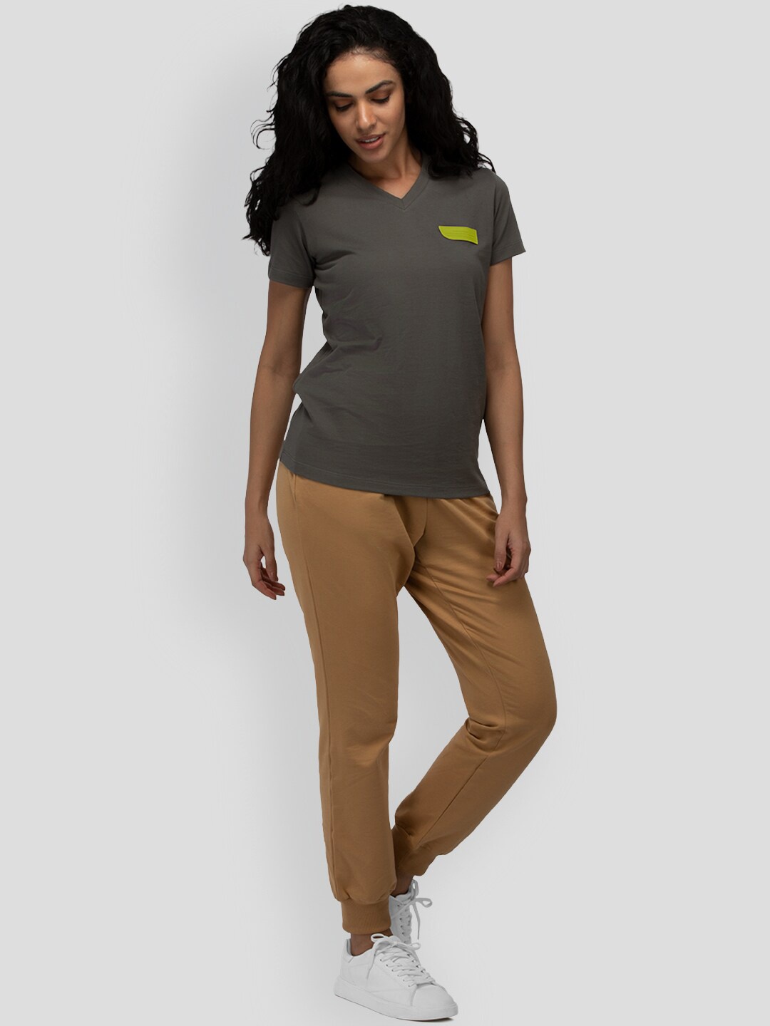 

PANGOLIN V-Neck Short Sleeves Lightweight Cotton T-shirt, Grey