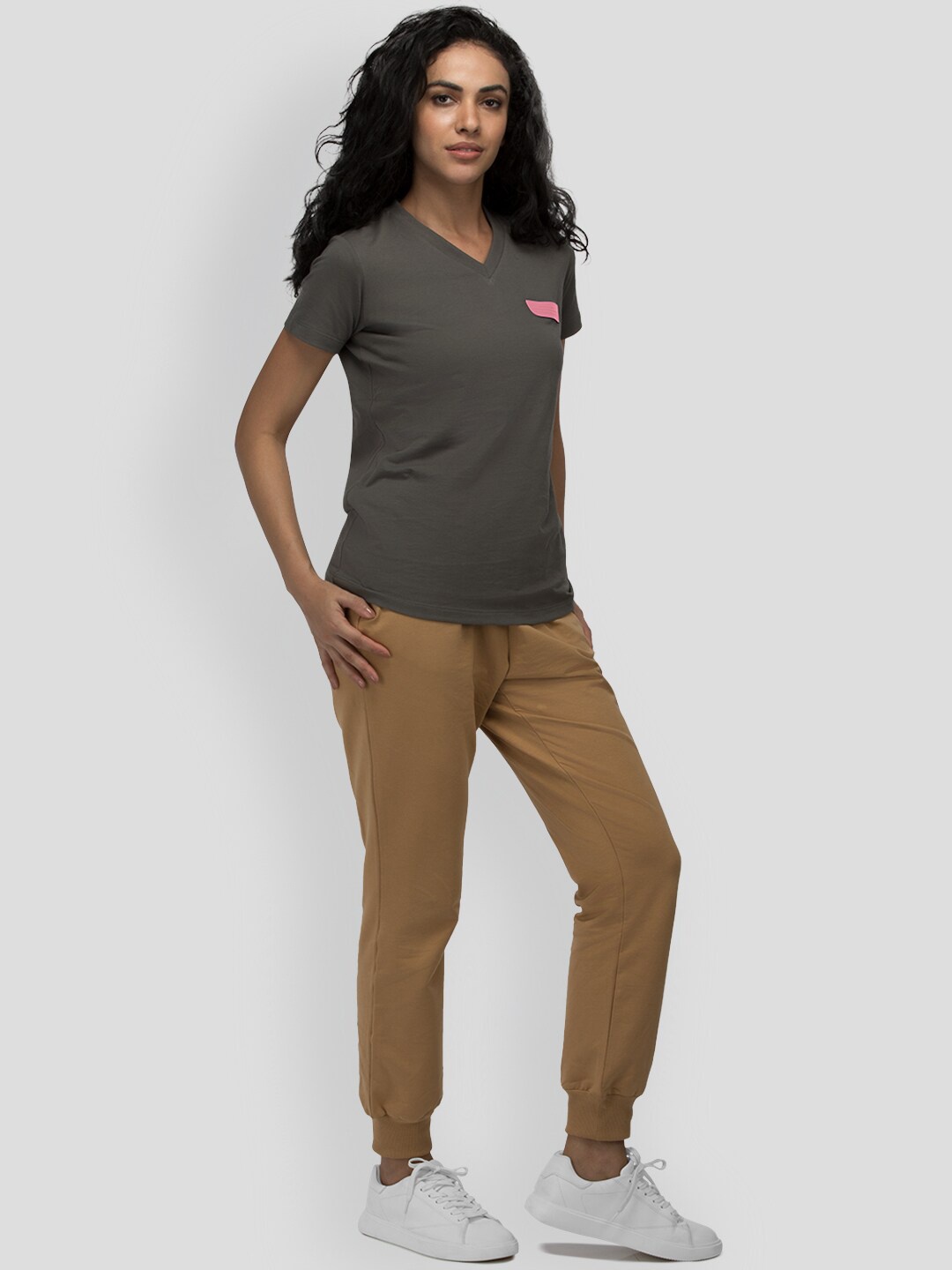 

PANGOLIN V-Neck Cotton Casual T-shirt, Grey