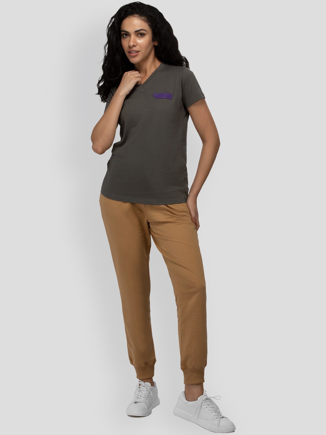 

PANGOLIN V-Neck Short Sleeves Lightweight Cotton T-shirt, Grey