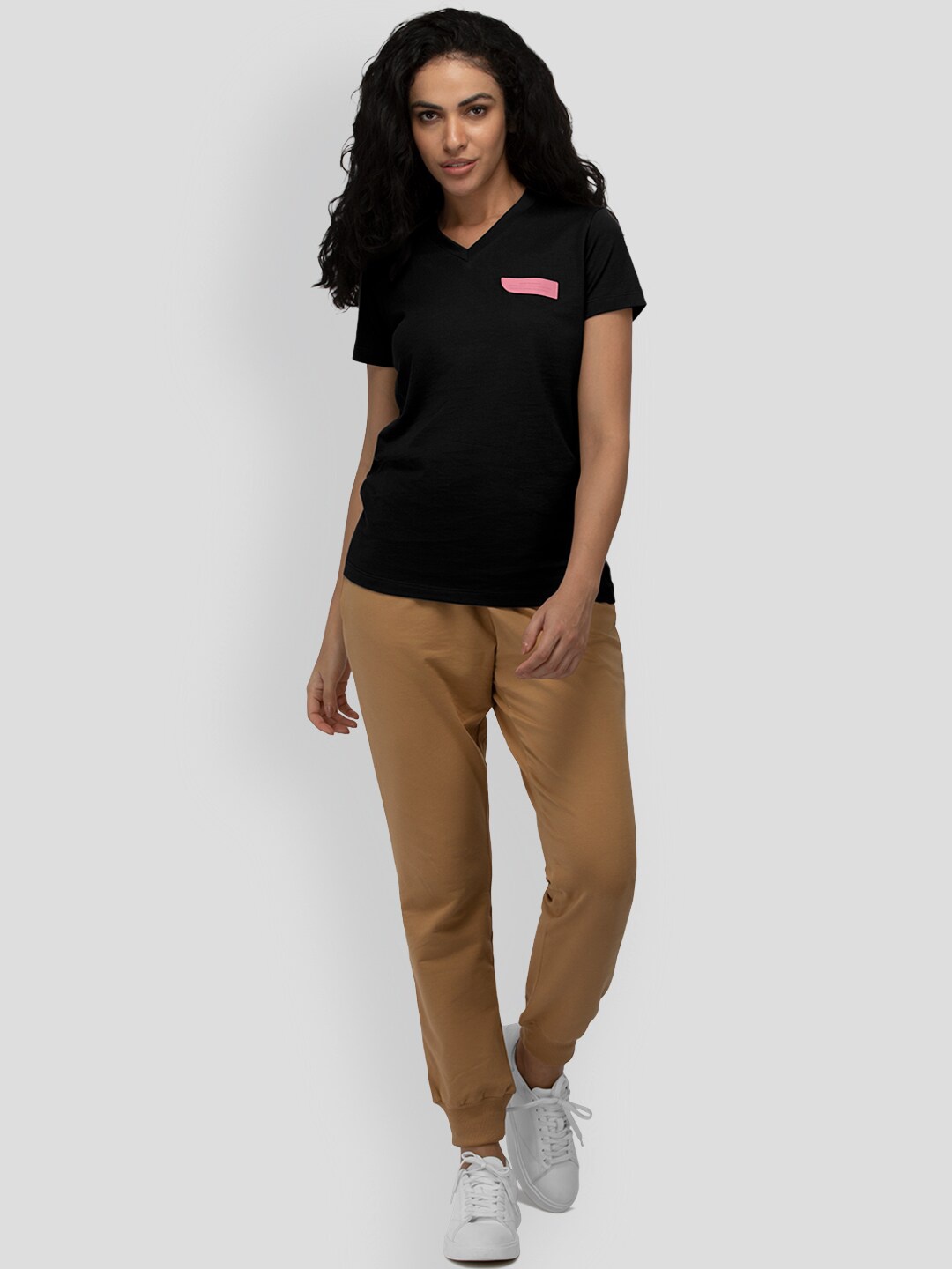 

PANGOLIN V-Neck Cotton Casual T-shirt, Black