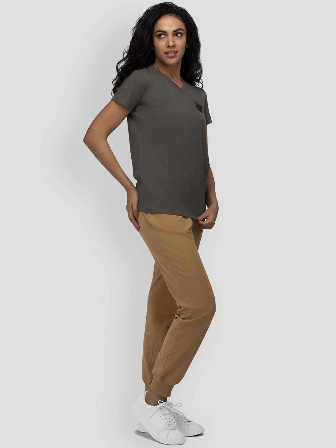 

PANGOLIN V-Neck Cotton Casual T-shirt, Grey