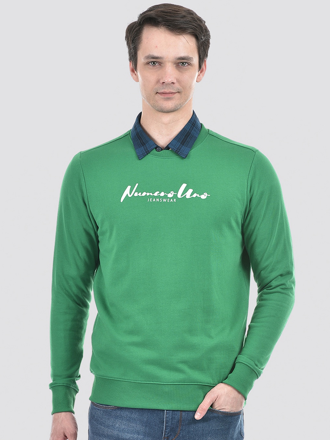 

Numero Uno Typographic Printed Round Neck Sweatshirt, Green