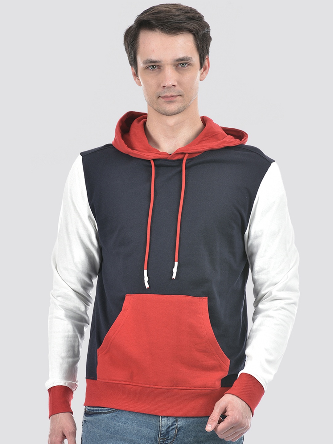 

Numero Uno Cotton Colourblocked Hooded Sweatshirt, Black