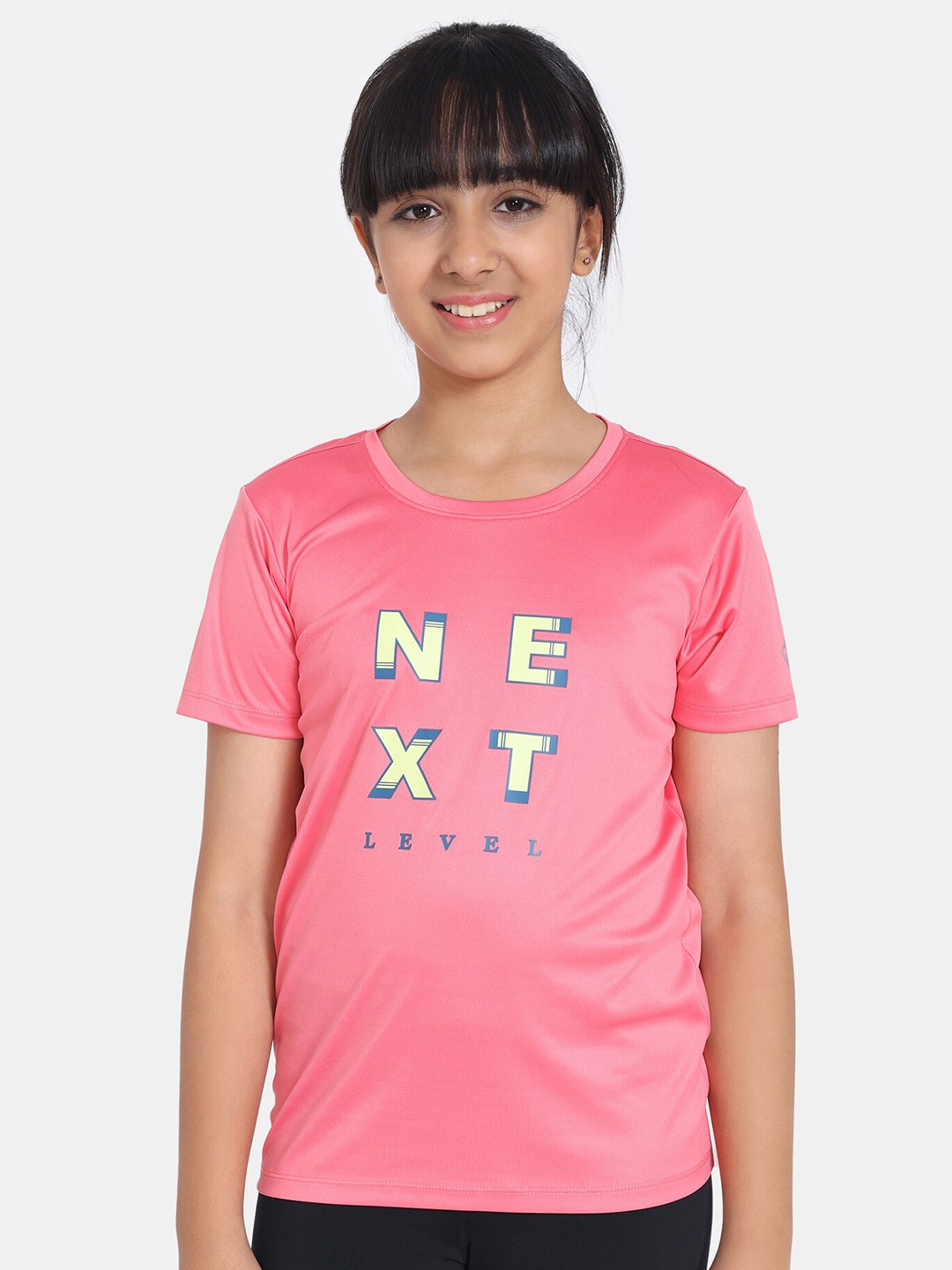 

Zelocity by Zivame Girls Typography Printed Quick Dry Relaxed Fit T-shirt, Pink