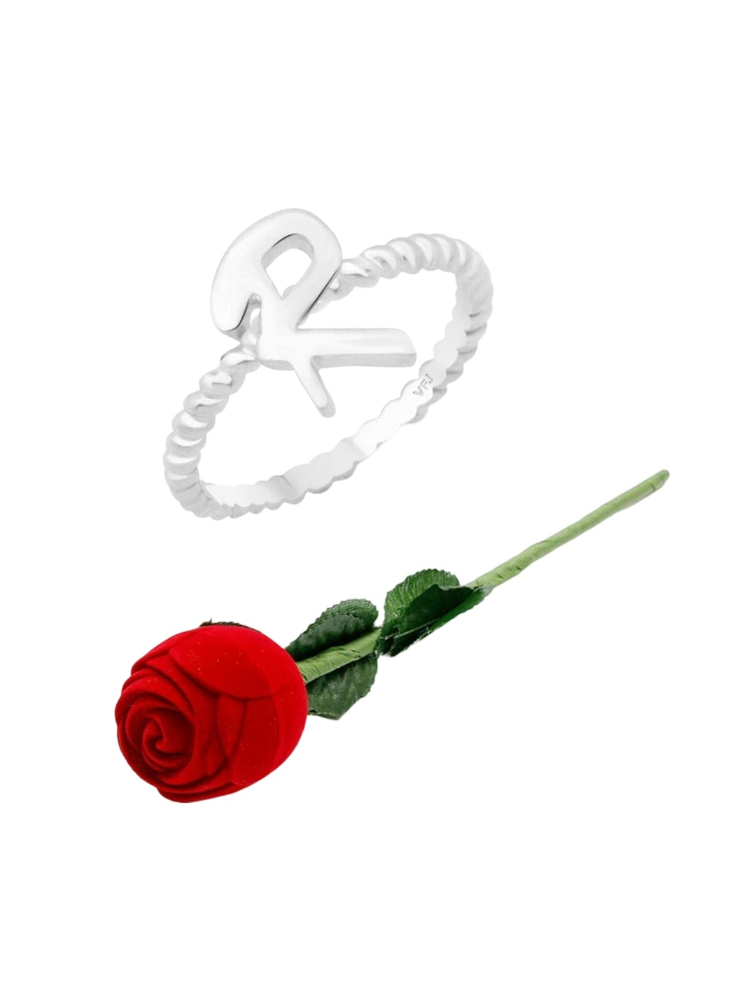 

Vighnaharta Rhodium-Plated Cubic Zirconia-Studded Finger Ring With Rose Ring Box, Silver