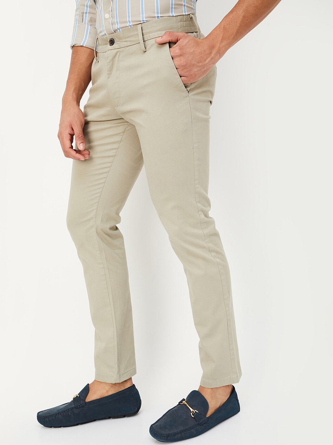 

max Men Mid-Rise Chinos Trousers, Beige