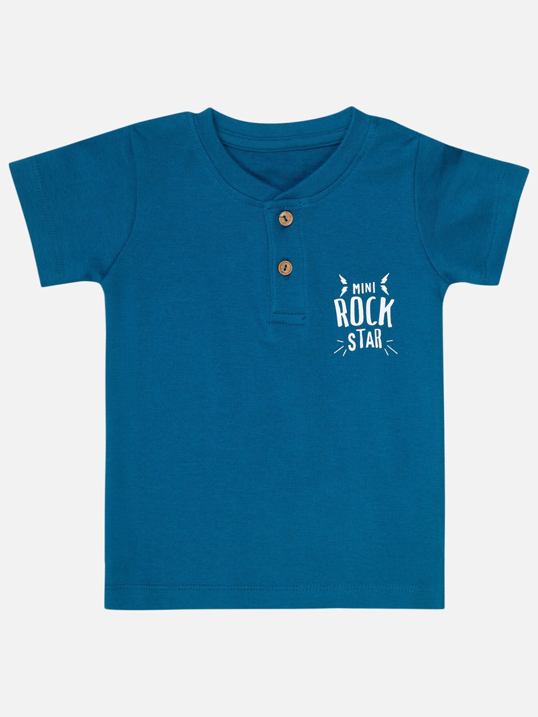 

Bodycare Boys Typography Printed Henley Neck Cotton T-shirt, Blue
