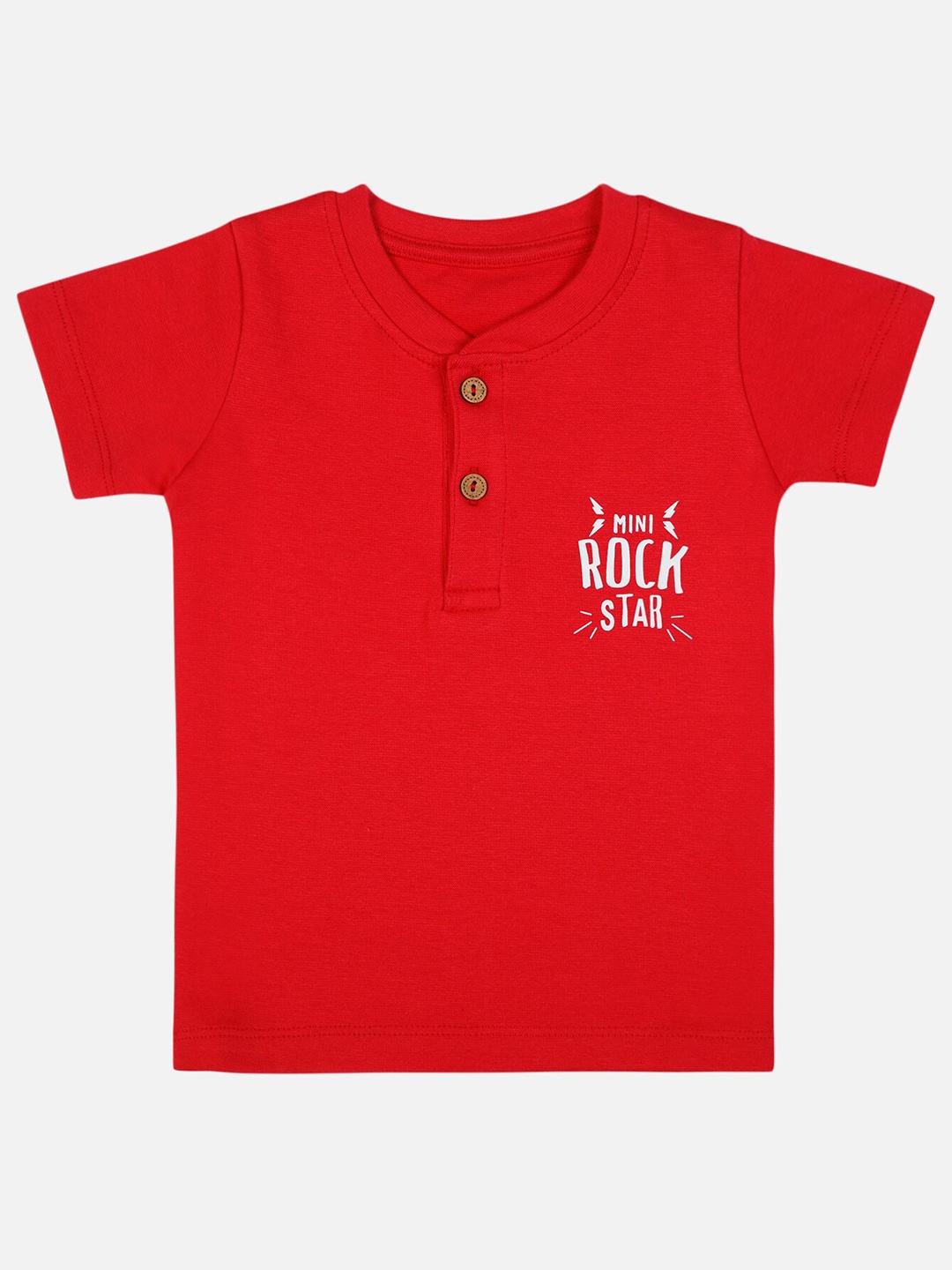 

Bodycare Boys Typography Printed Henley Neck Cotton T-shirt, Red