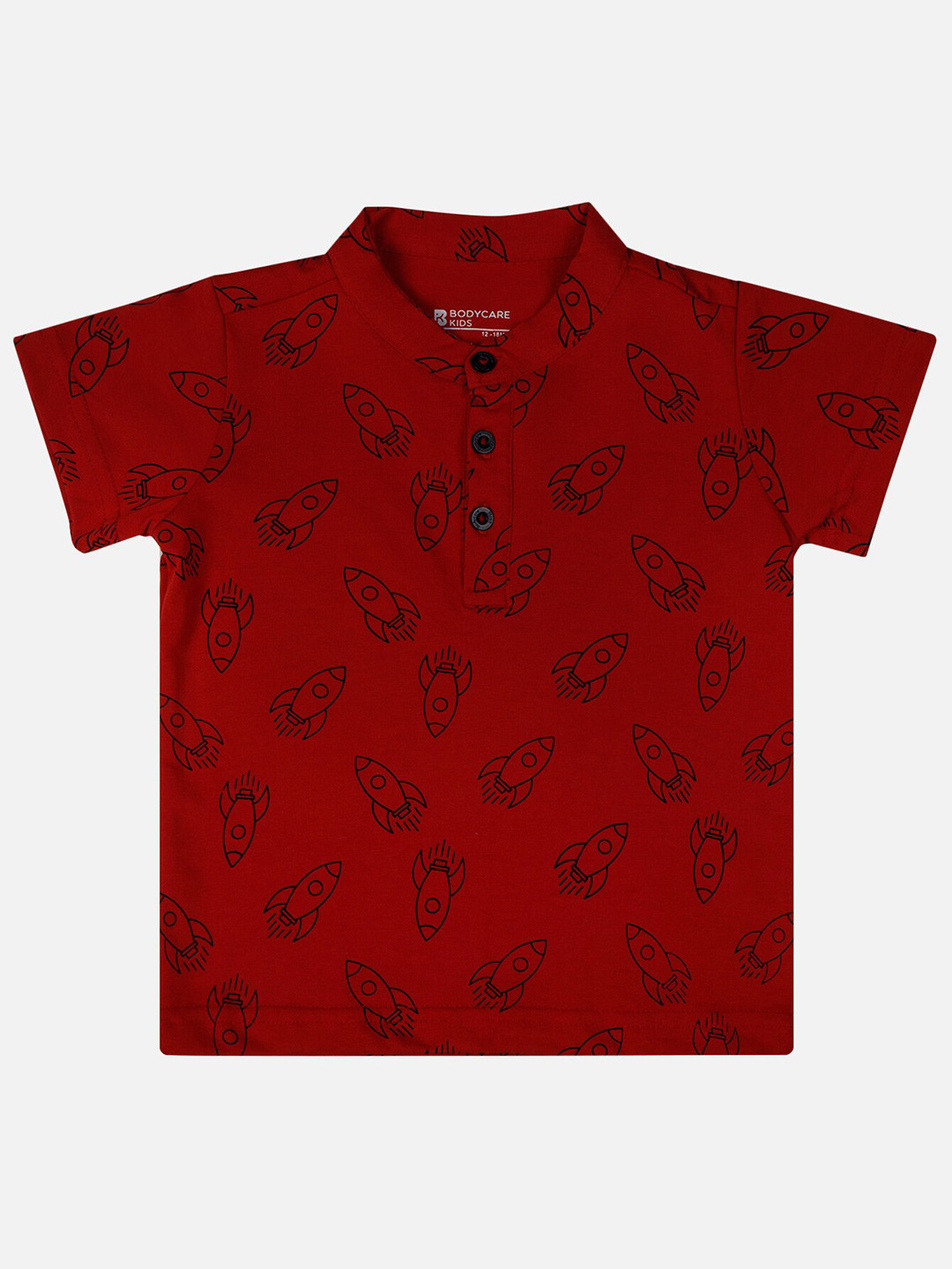 

Bodycare Boys Conversational Printed Henley Neck Cotton T-shirt, Maroon