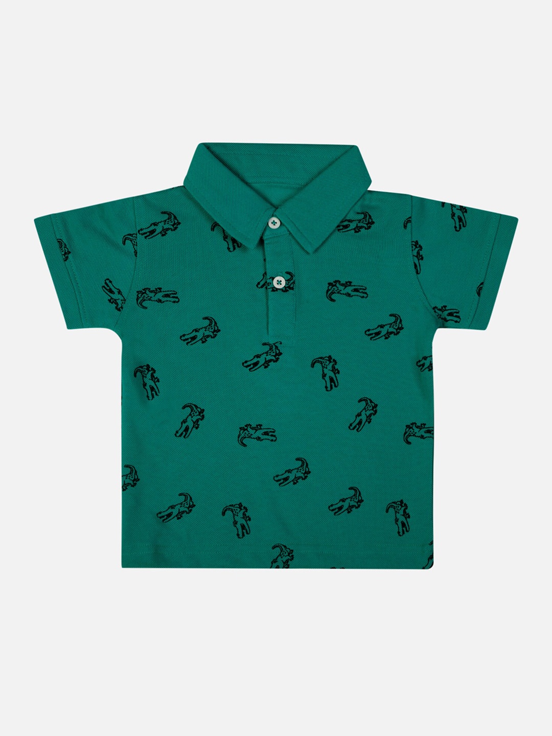 

Bodycare Boys Printed Polo Collar Cotton T-shirt, Green