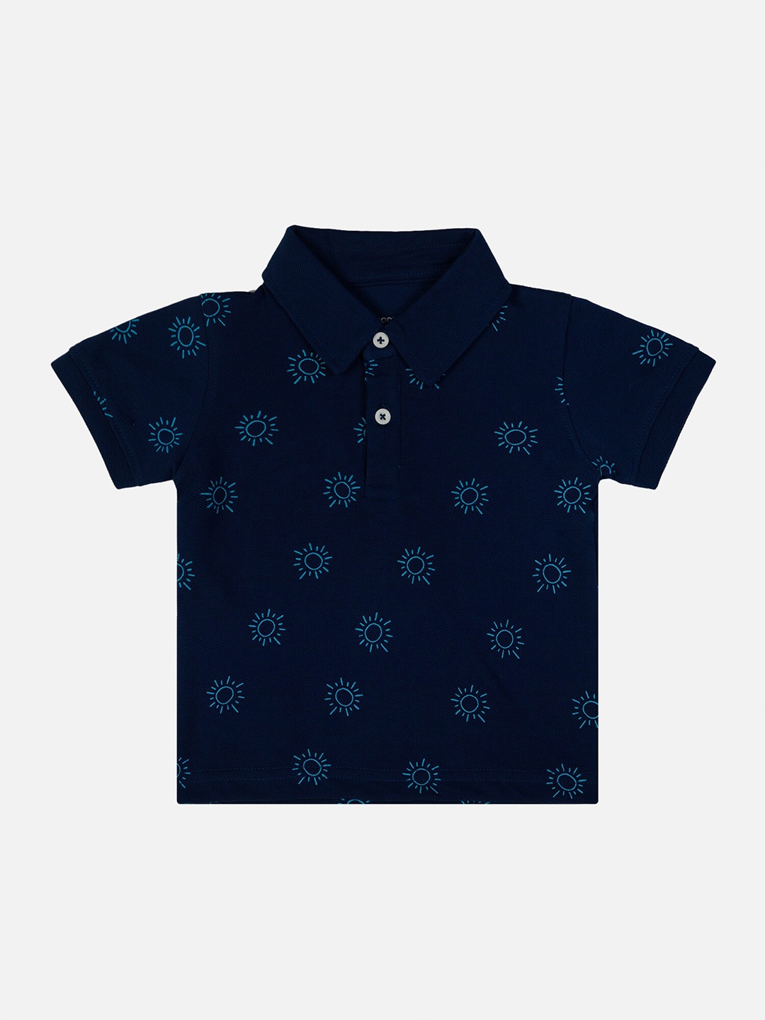 

Bodycare Infant Boys Floral Printed Polo Collar Cotton T-shirt, Navy blue