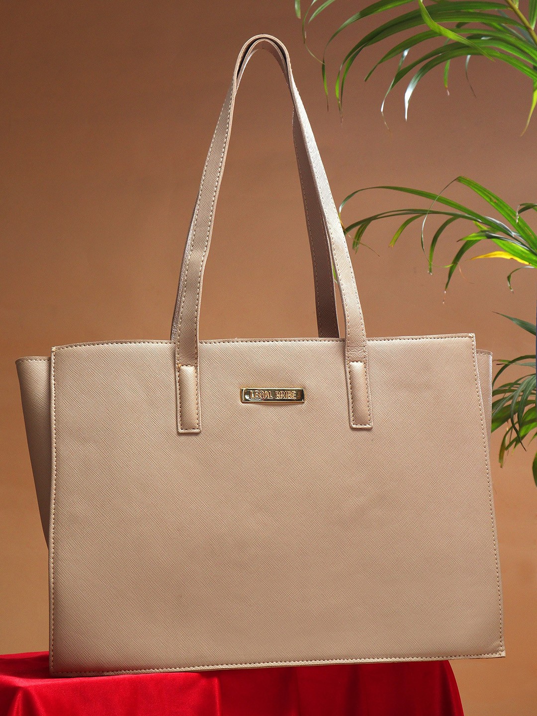 

LEGAL BRIBE Zip Detail PU Shoulder Bag, Beige