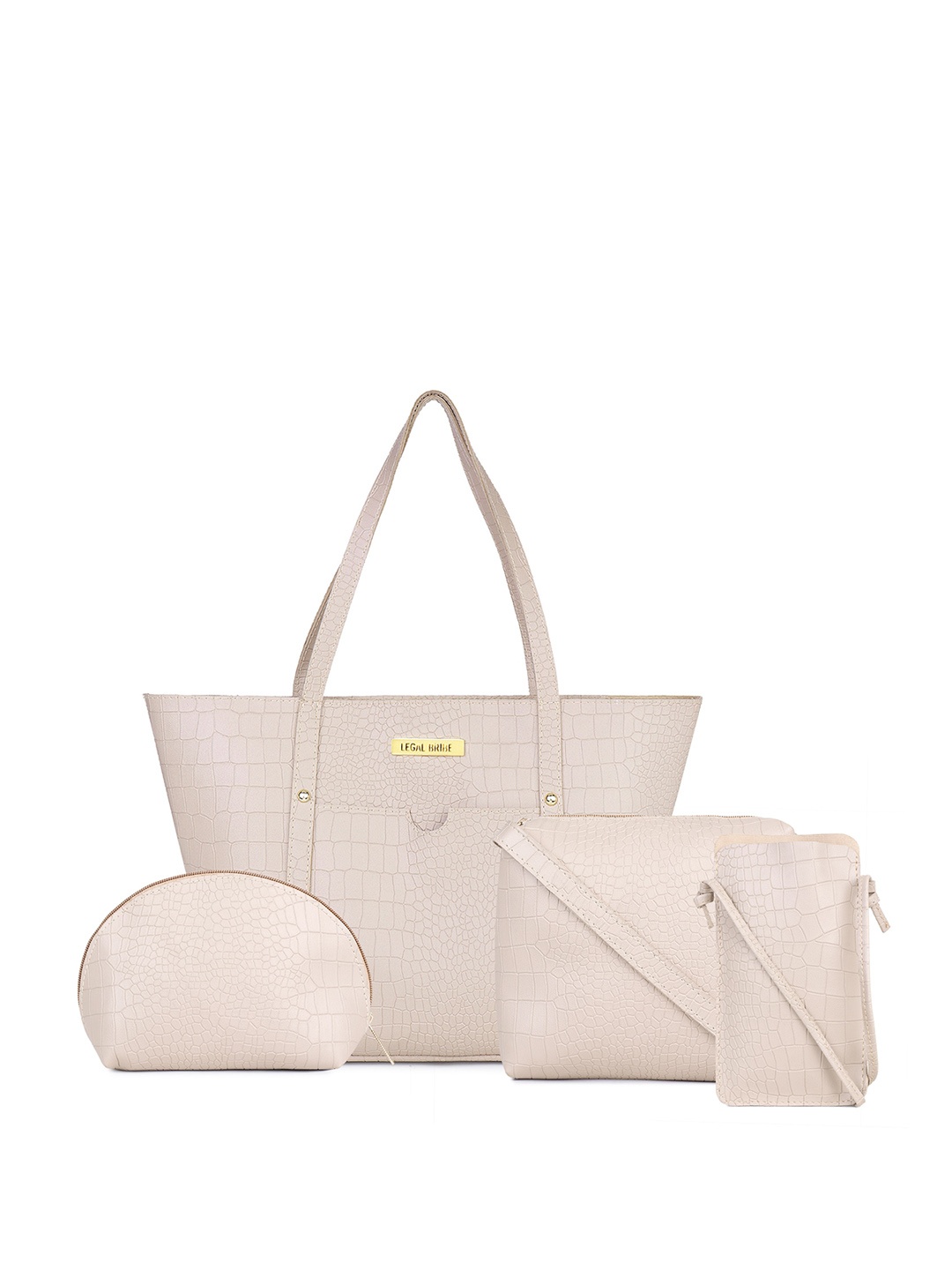 

LEGAL BRIBE Set of 4 Shopper Handbags, Beige