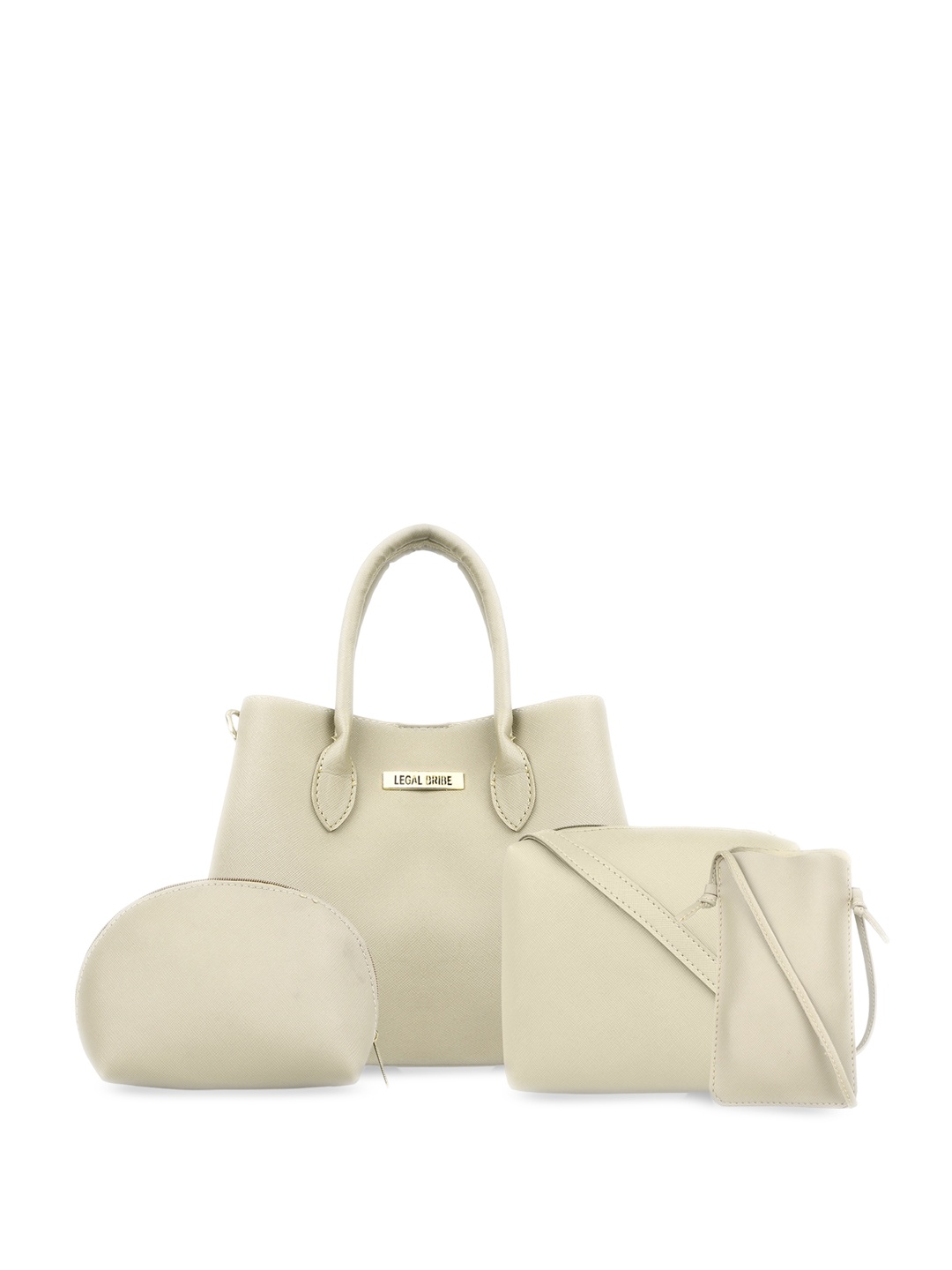 

LEGAL BRIBE Set of 4 Structured Handheld Bag, Beige