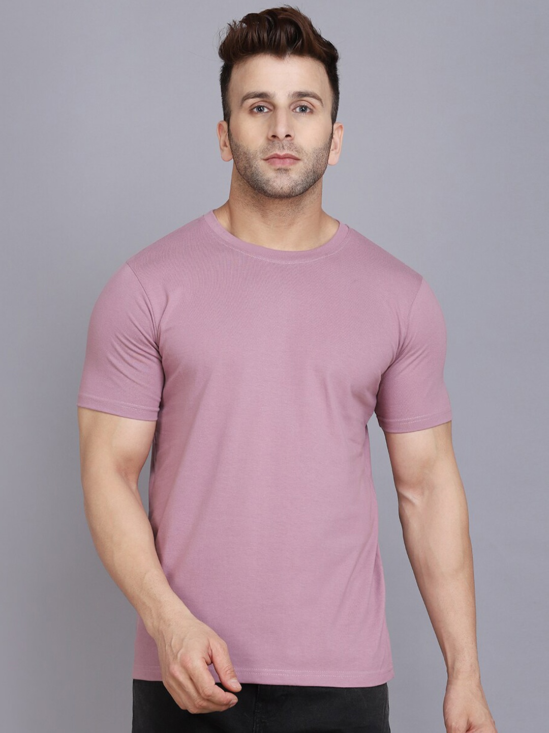 

SLOWLORIS Round Neck Cotton T-shirt, Purple