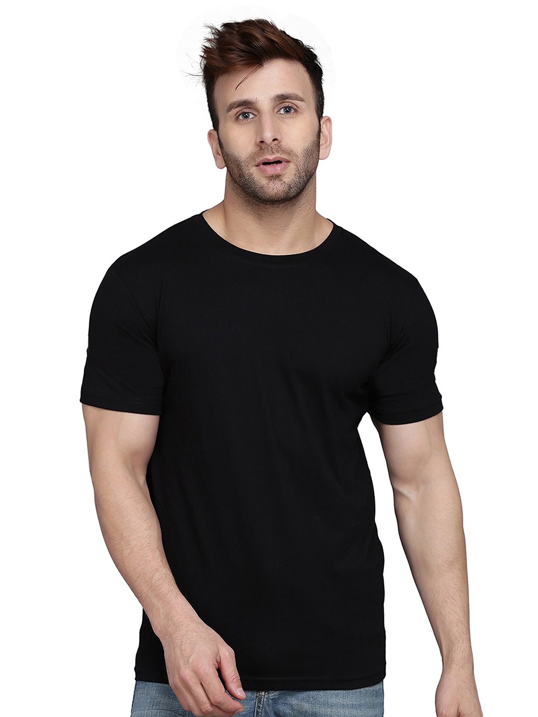 

SLOWLORIS Round Neck Cotton T-shirt, Black