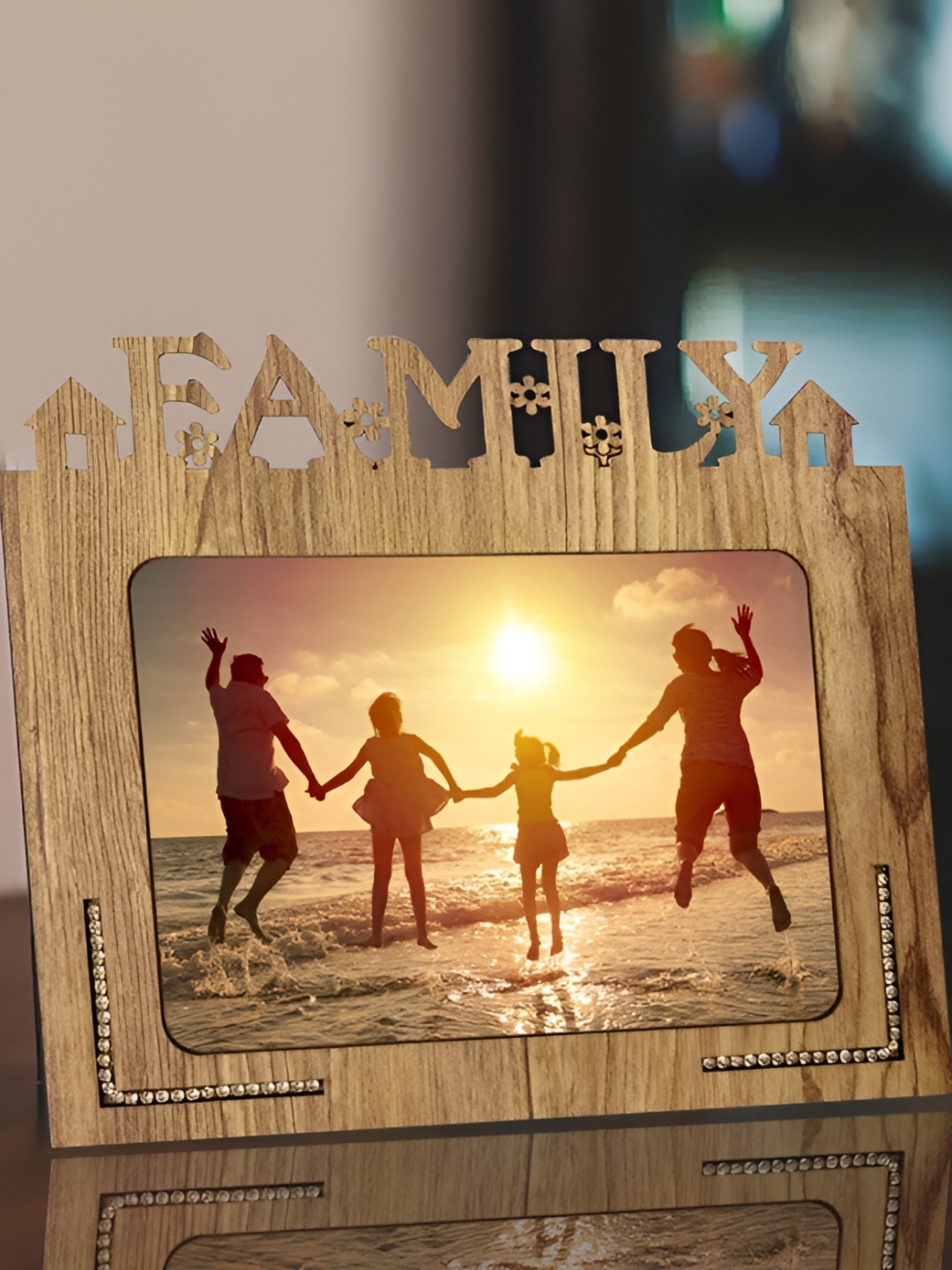 

PnF Brown Self Design Wooden Personalized Table Photo Frame