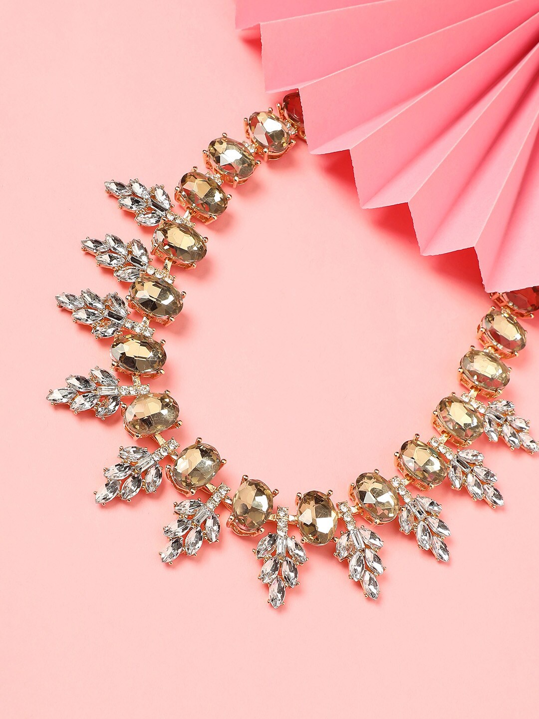 

DressBerry White Gold-Plated Stone-Studded Necklace