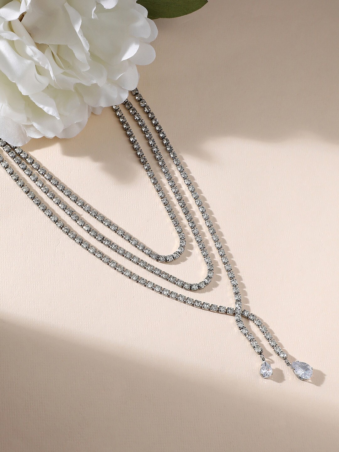 

DressBerry Silver-Plated Stone-Studded Necklace