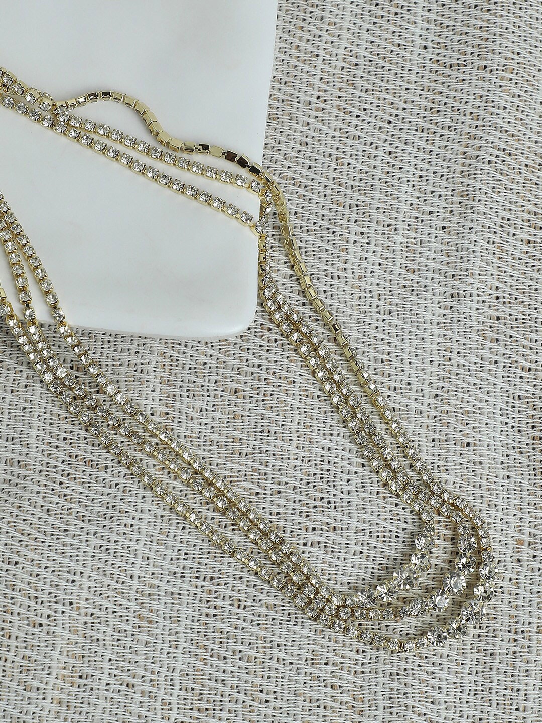 

DressBerry White Stone Studded Gold-Plated Layered Necklace