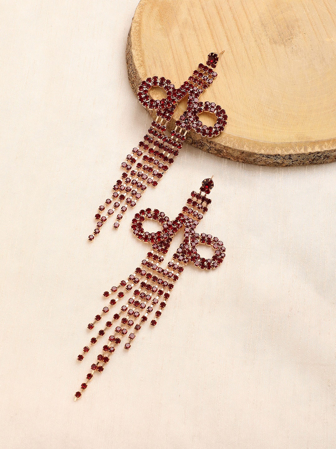 

DressBerry Gold-Plated Stone-Studded Contemporary Drop Earrings