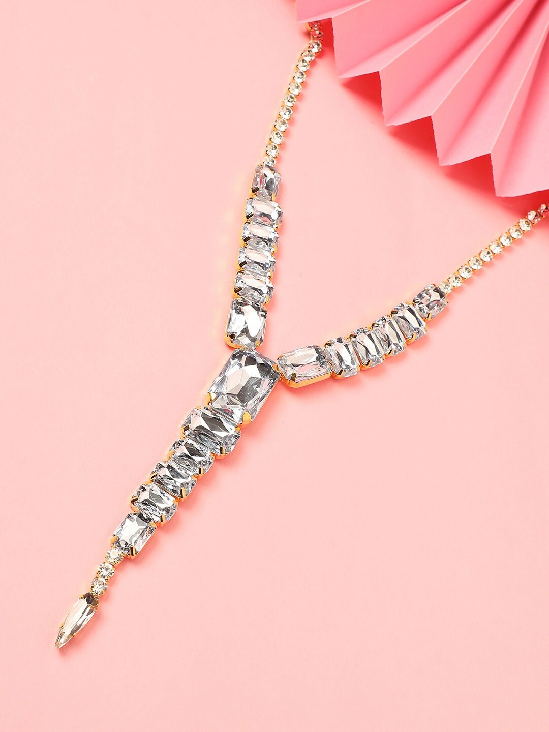 

DressBerry White Silver-Plated Stone-Studded Necklace