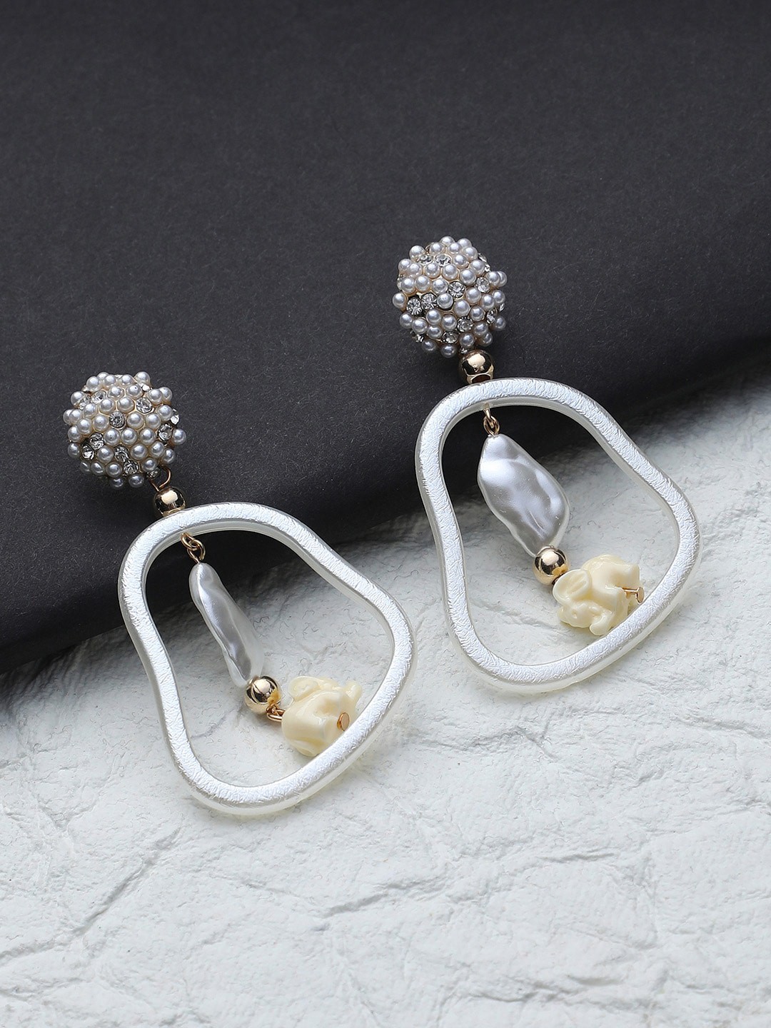 

DressBerry Gold Plated Artificial Beads Drop Earrings