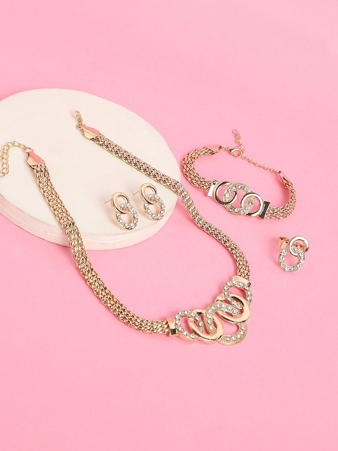 

DressBerry Gold-Toned Gold-Plated Stone Studded Jewellery Set