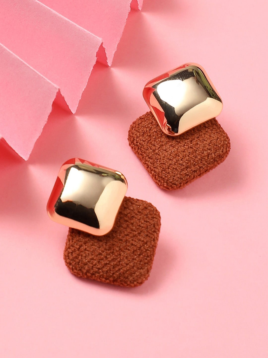 

DressBerry Brown Gold Plated Geometric Drop Earrings