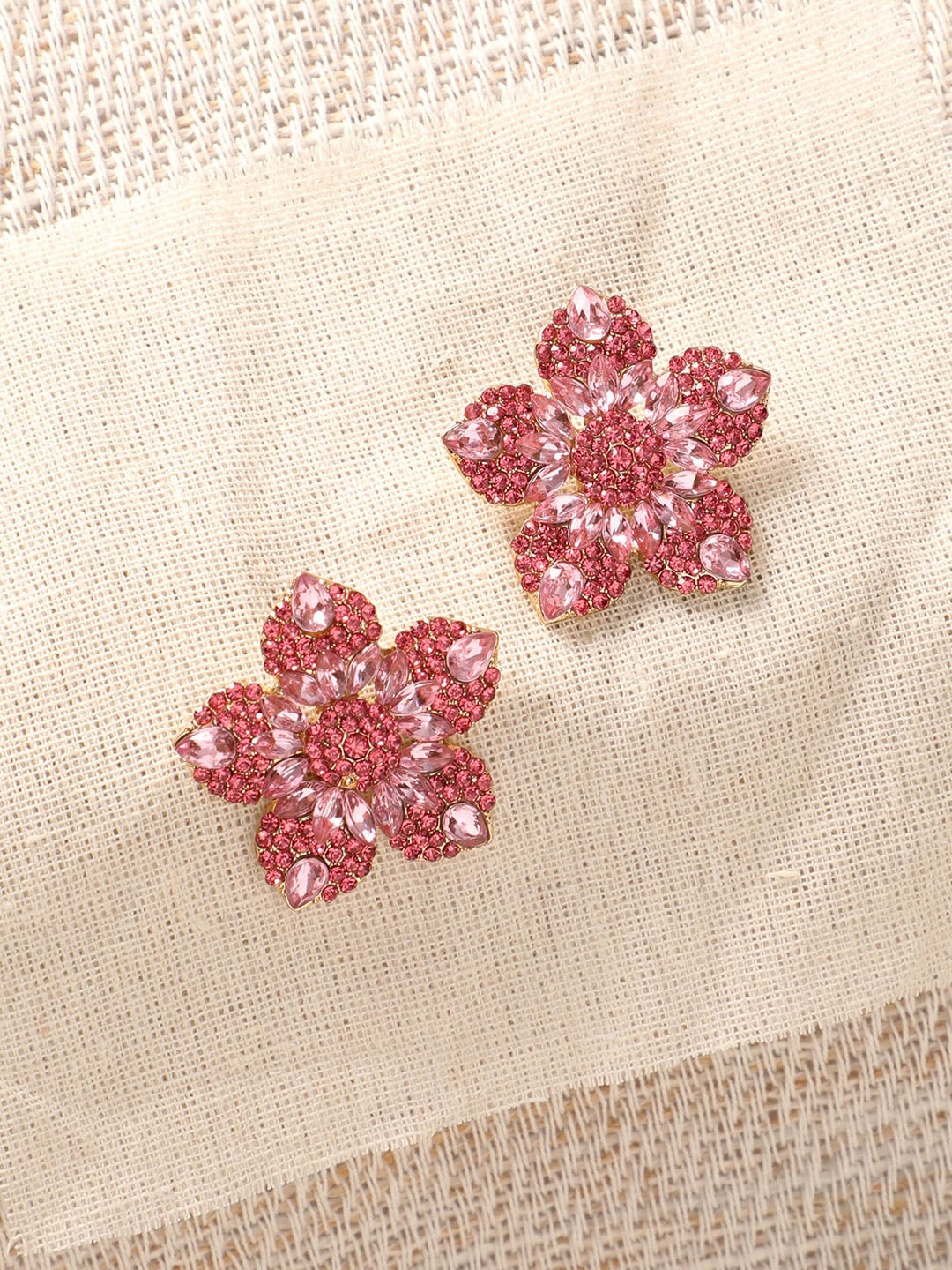 

DressBerry Pink Gold-Plated Stone Studded Contemporary Studs Earrings