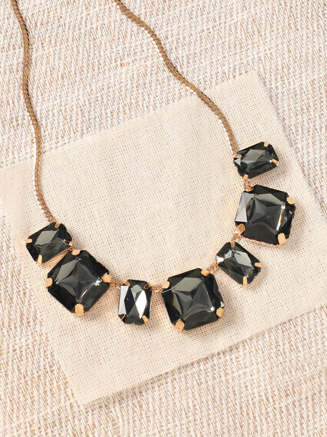 

DressBerry Black Gold-Plated Stone Studded Necklace