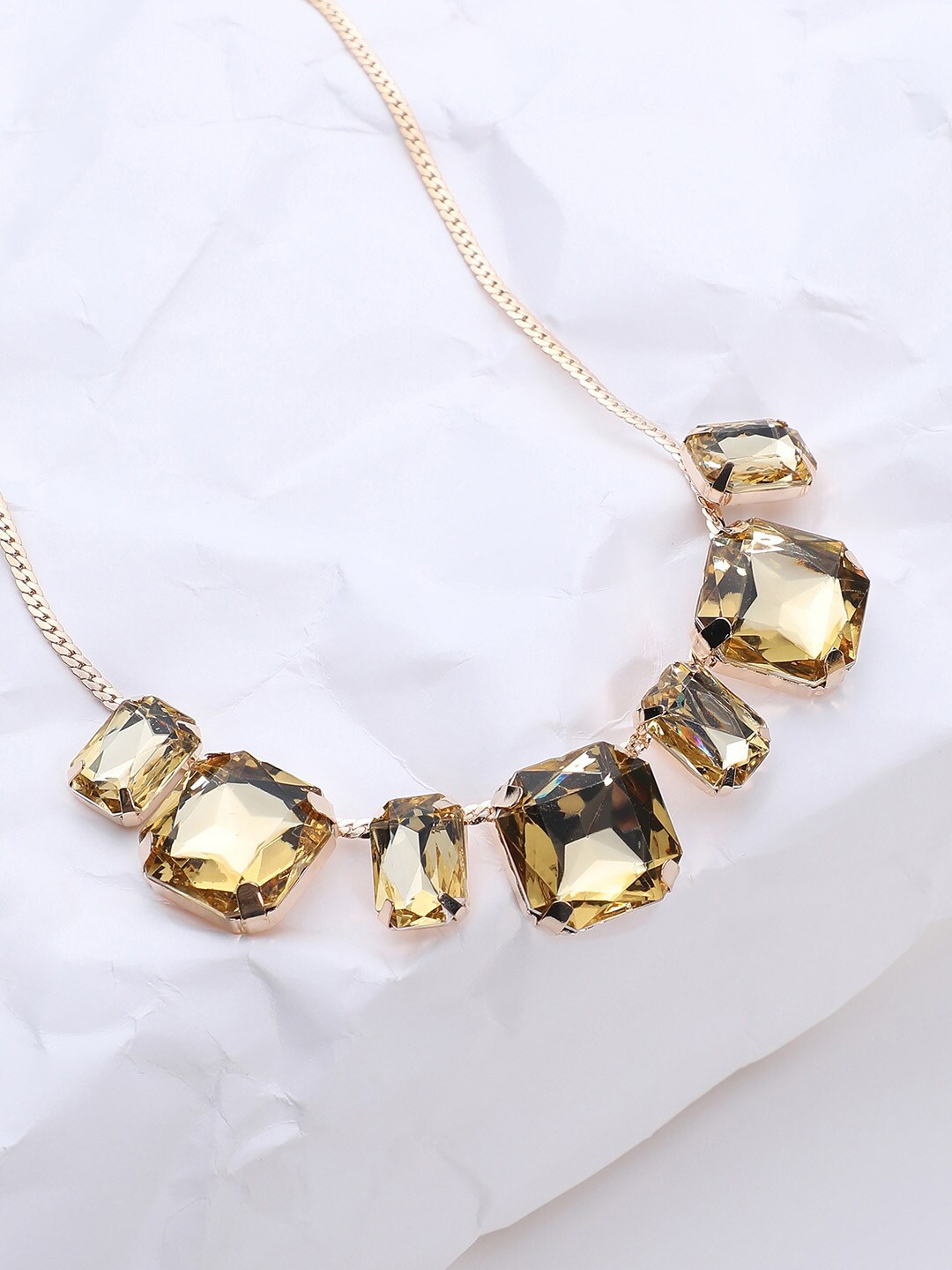 

DressBerry Gold-Toned Stone Studded Statement Necklace