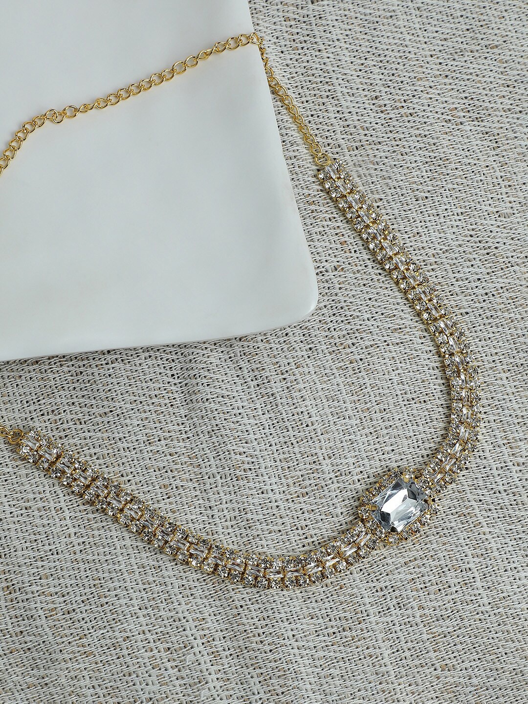 

DressBerry White Stone Studded Silver-Plated Necklace