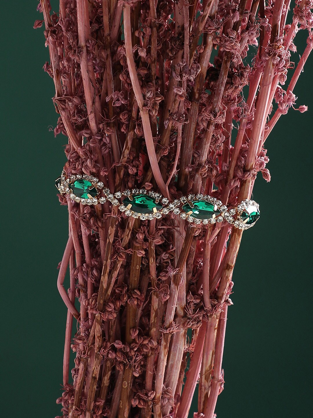 

DressBerry Gold-Plated Stone-Studded Wraparound Bracelet, Green