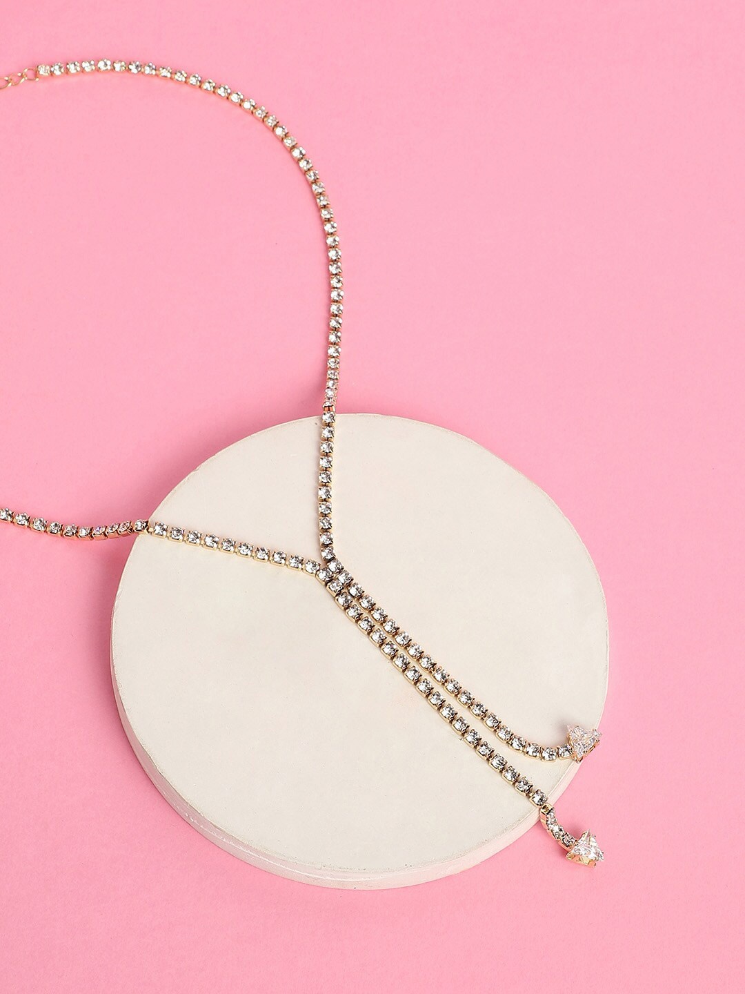 

DressBerry White Studded Gold-Plated Minimal Necklace