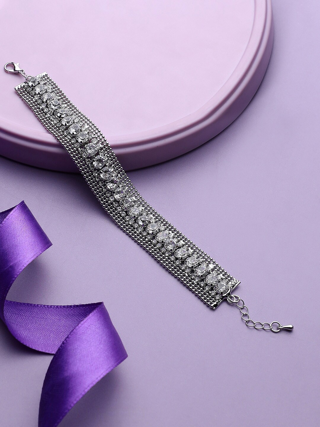 

DressBerry Silver-Plated Stone-Studded Wraparound Bracelet