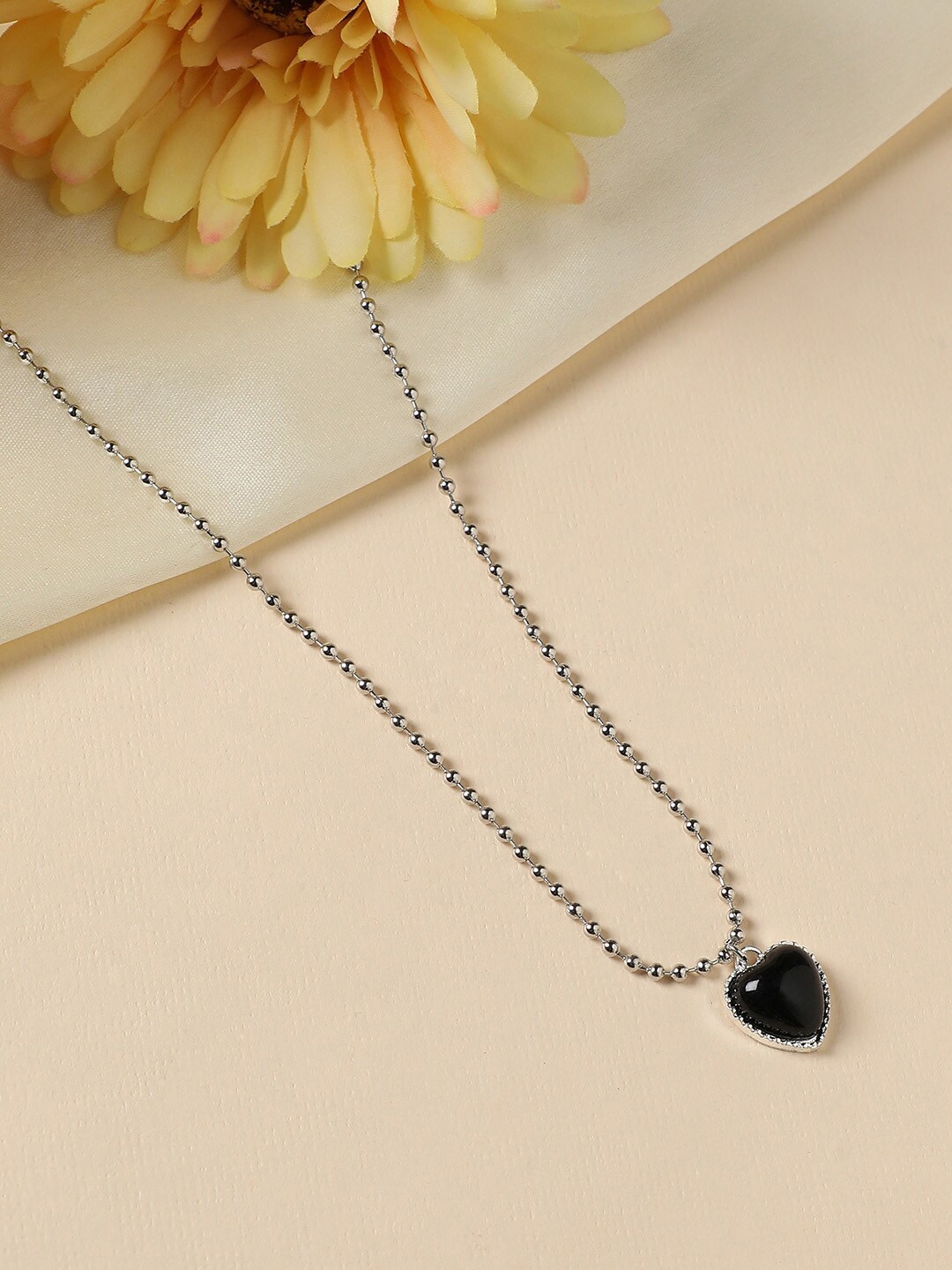 

DressBerry Silver-Plated Stone-Studded Pendant With Chain