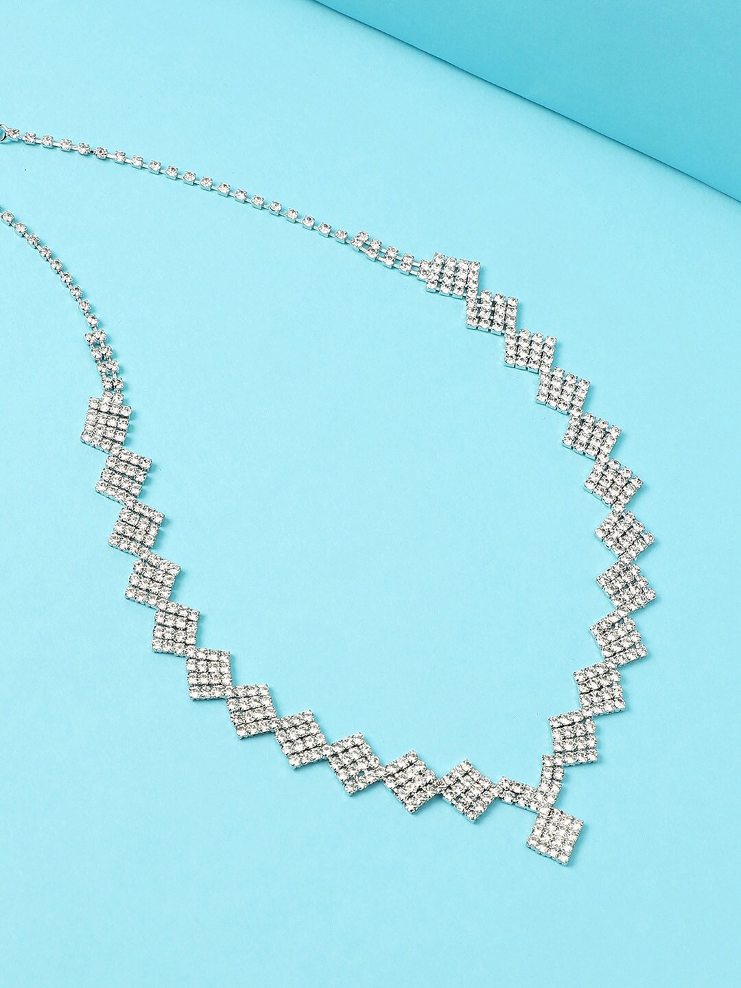 

DressBerry White Silver-Plated Stone-Studded Necklace