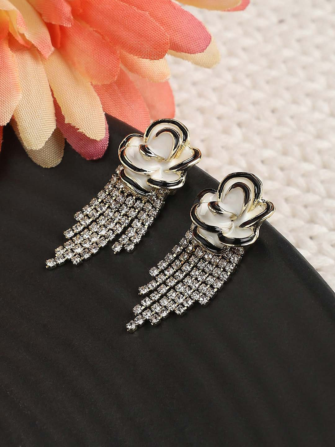 

DressBerry Gold Gold-Plated Artificial Stones Studded Drop Earrings