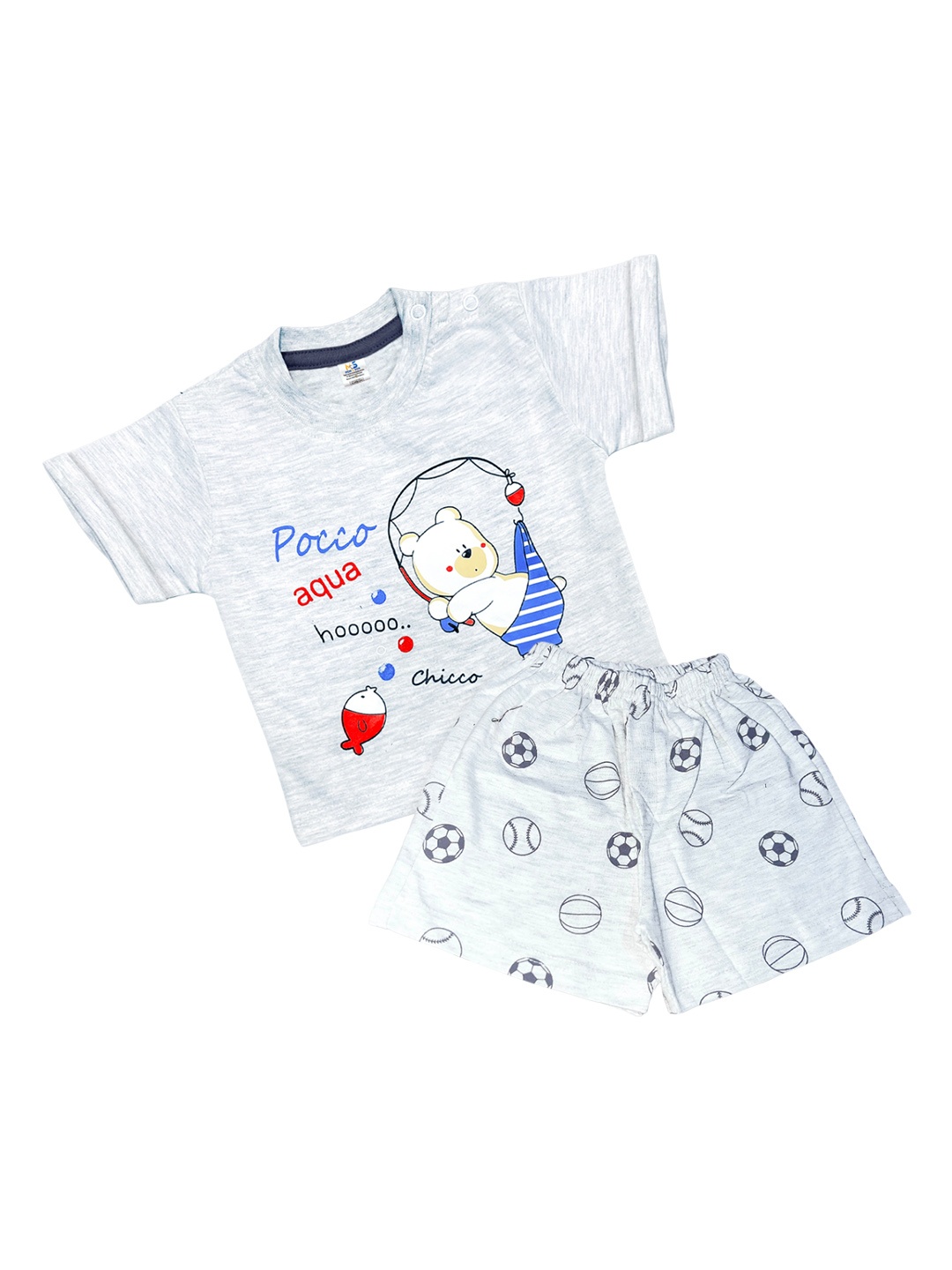 

BAESD Infants Printed Pure Cotton T-Shirt With Shorts, Grey