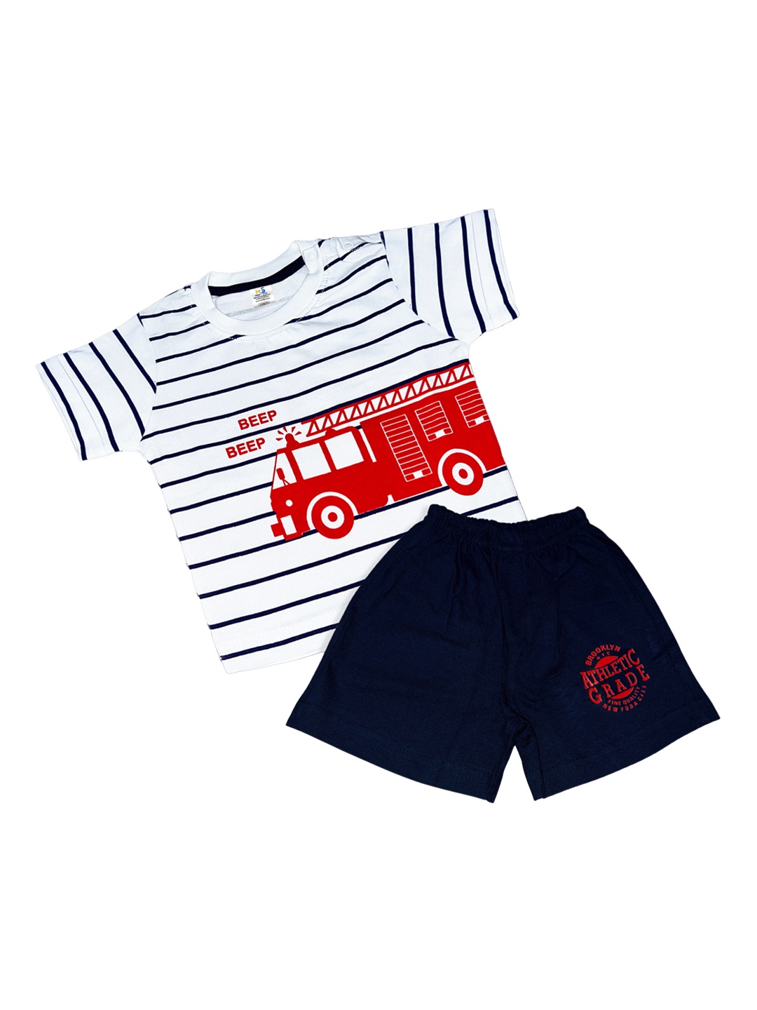 

BAESD Infants Striped Pure Cotton T-Shirt With Shorts, Off white