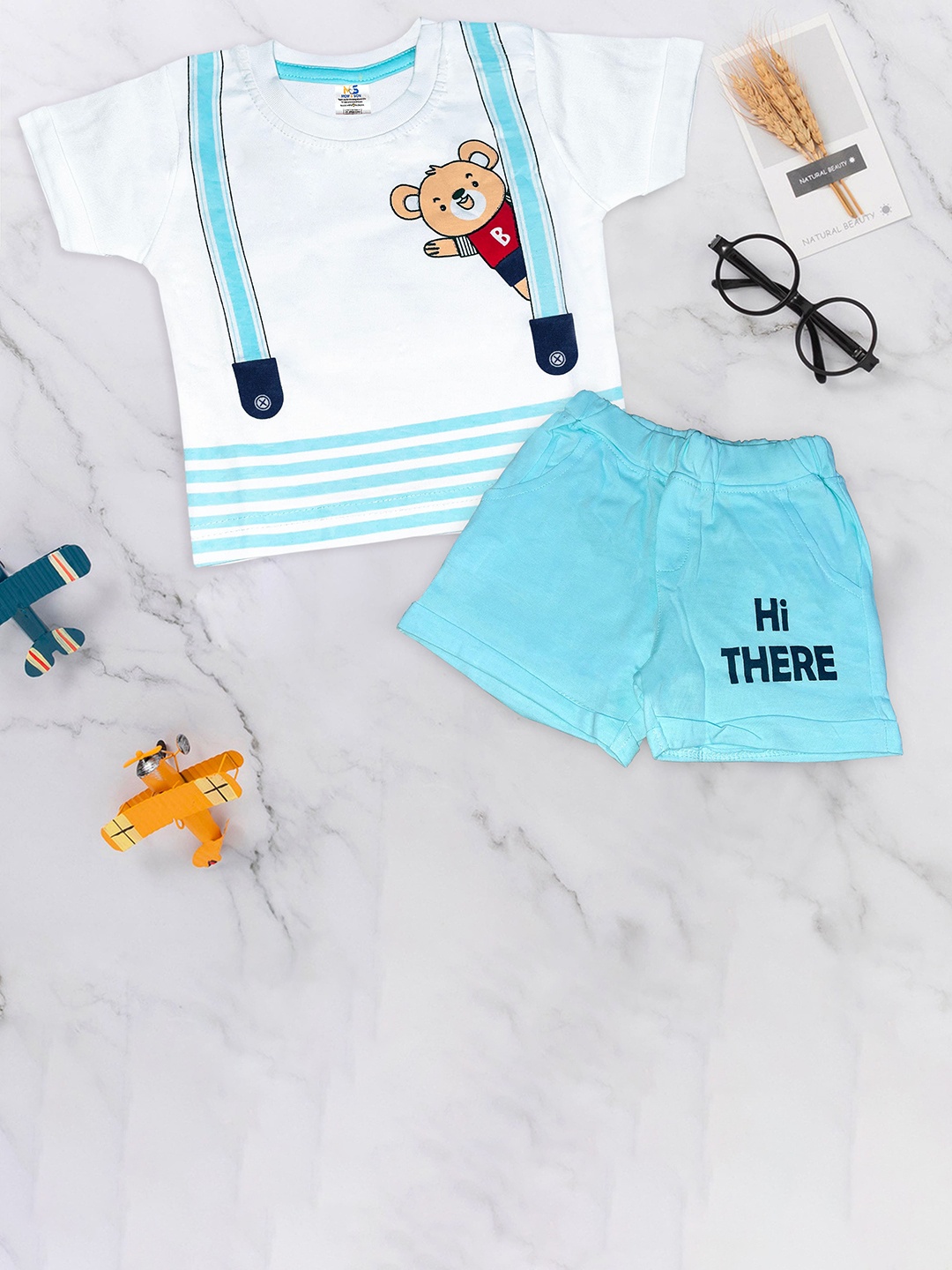 

BAESD Infants Printed Pure Cotton T-Shirt With Shorts, White