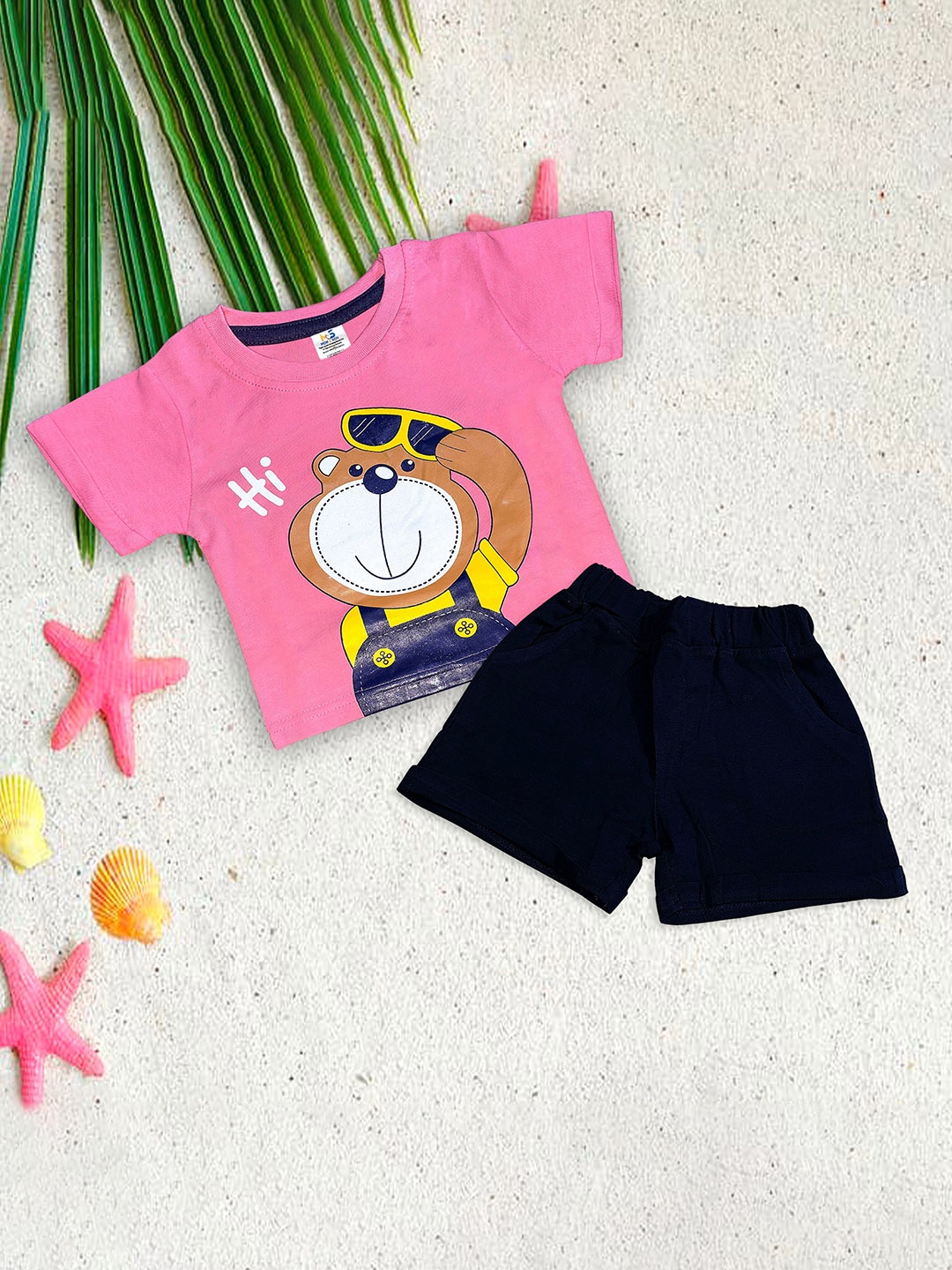 

BAESD Infants Printed T-Shirt With Shorts, Pink