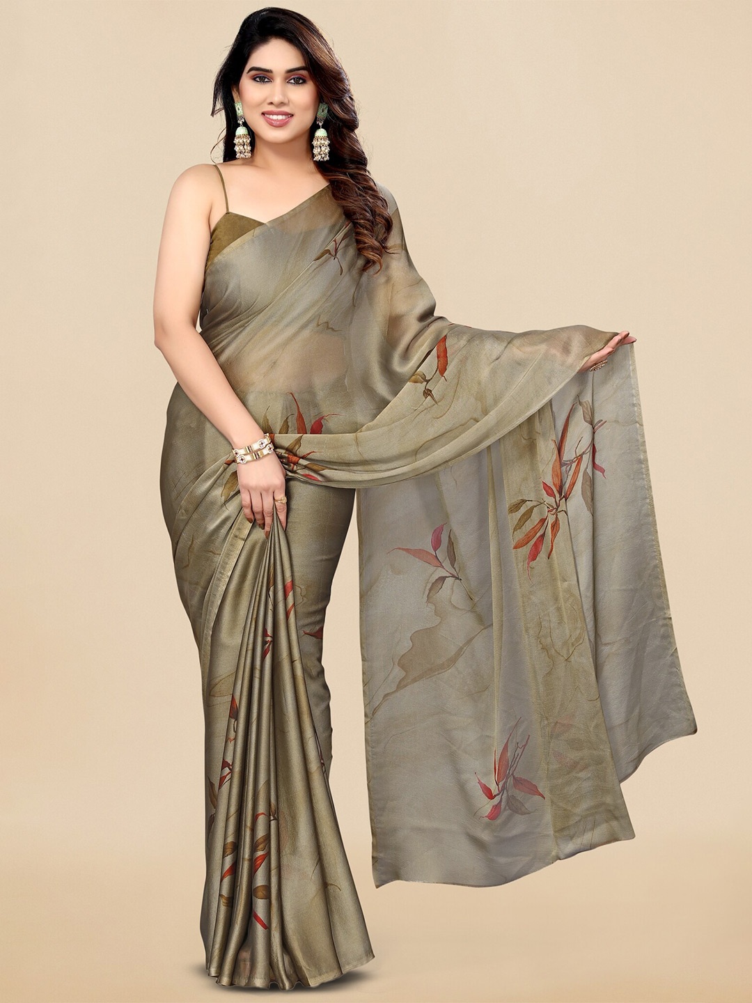 

KALINI Floral Printed Saree, Beige