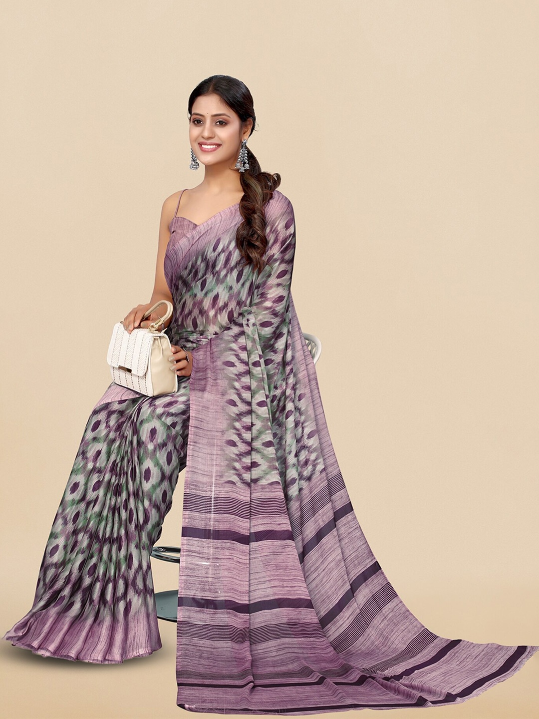 

KALINI Ethnic Motifs Printed Saree, Lavender