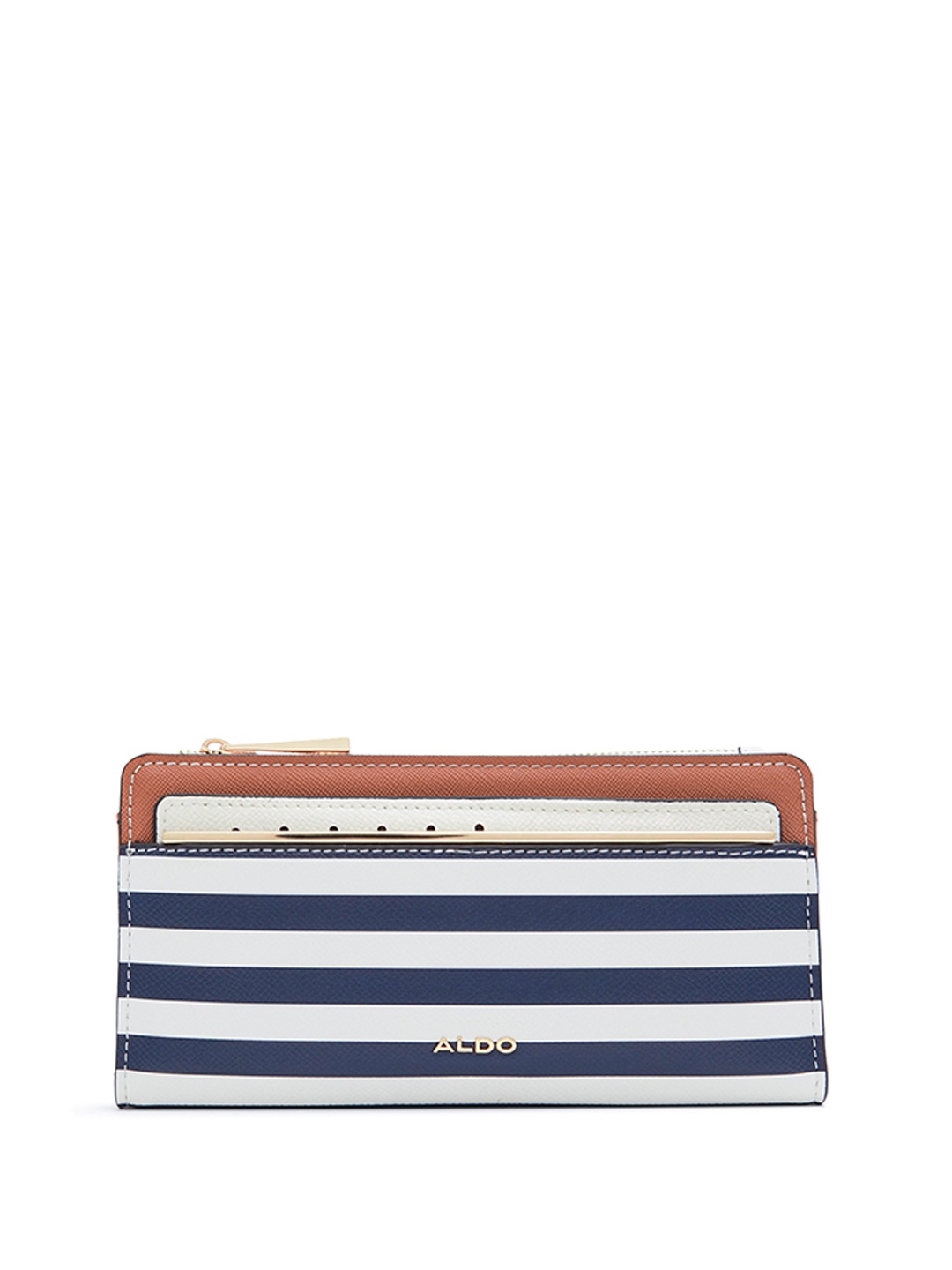 

ALDO Women Printed Two Fold Wallet, Navy blue