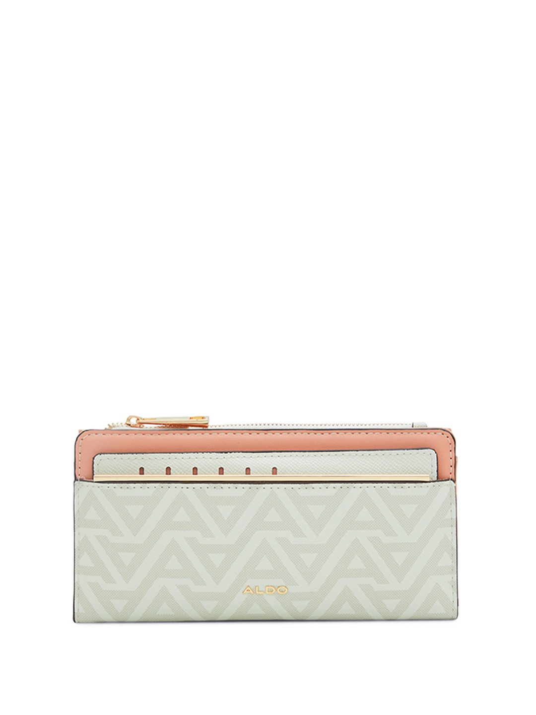 

ALDO Women Printed Two Fold Wallet, Beige