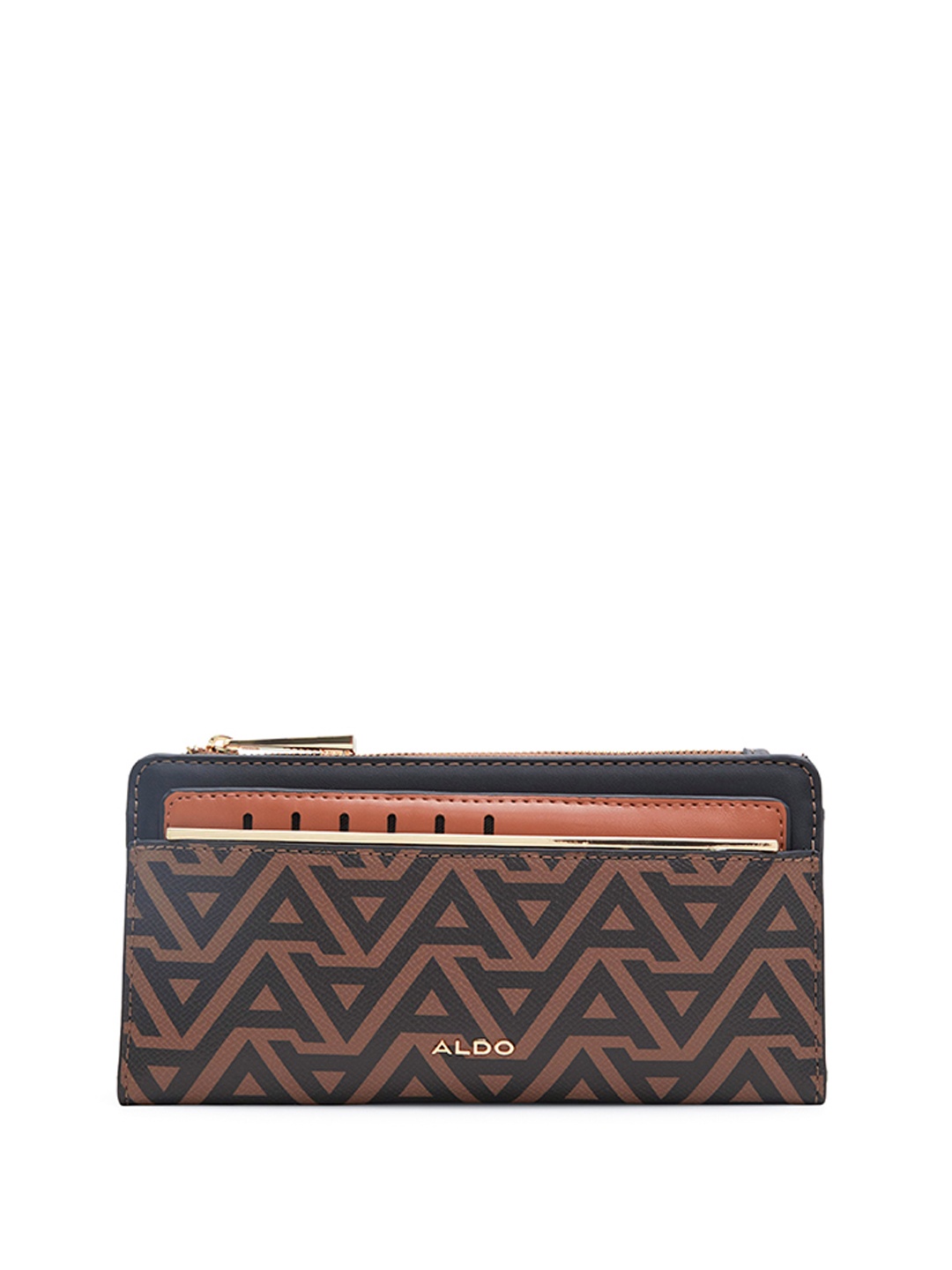 

ALDO Women Printed Two Fold Wallet, Brown