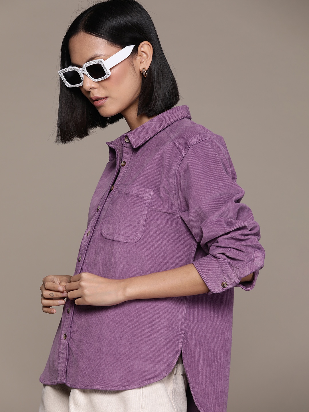 

Roadster Corduroy Casual Shirt, Purple