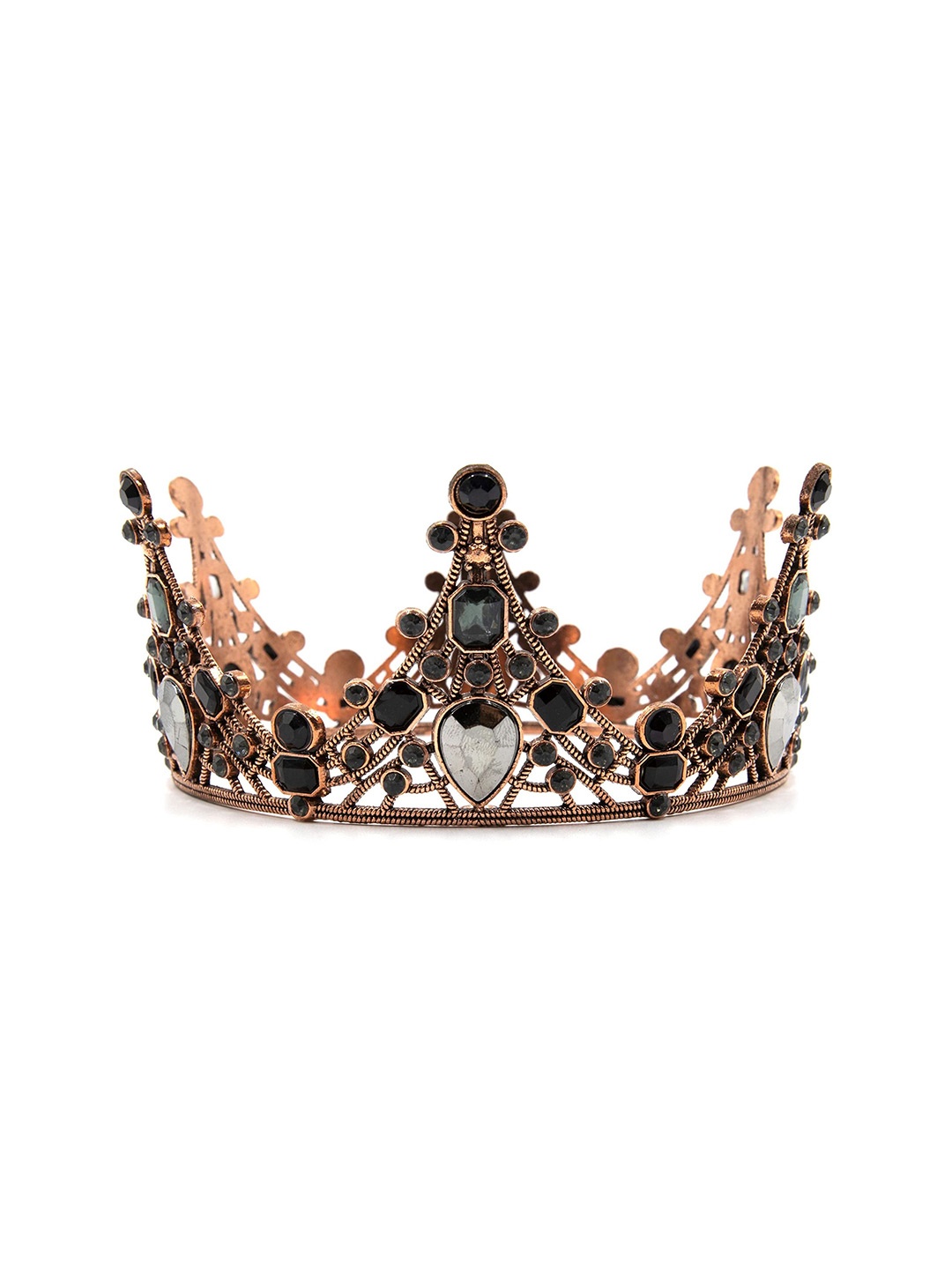 

SYGA Embellished Crystal & Rhinestone Studded Crown Tiara, Copper